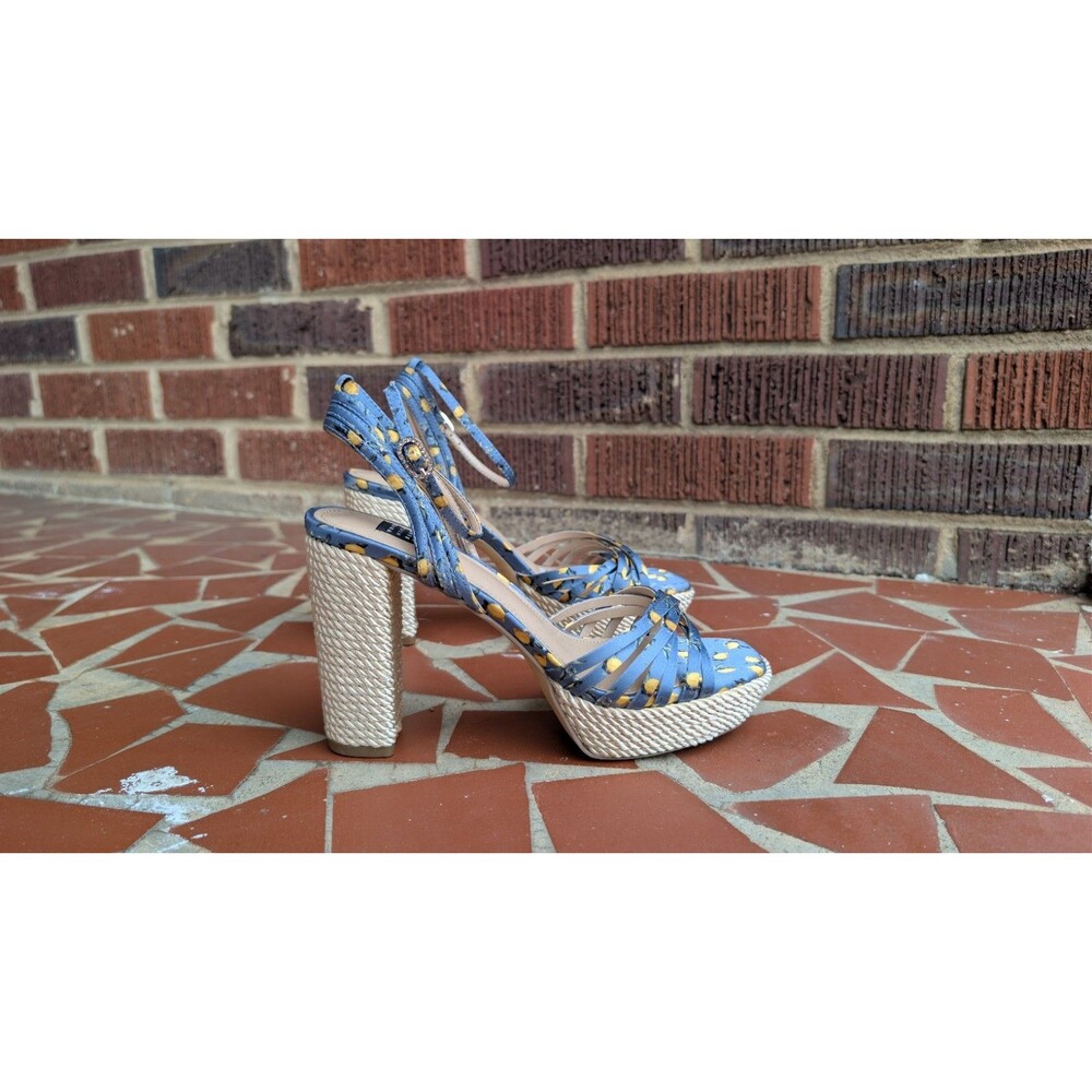White House Black Market-Satin Platforms Rope Espadrille Heels w/ Lemons - Sz 7